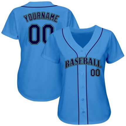Personalized Powder Blue Navy-Teal Authentic Baseball Jersey Team Custom Name and Number