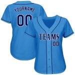 Personalized Powder Blue Navy-White Authentic Baseball Jersey Team Custom Name and Number