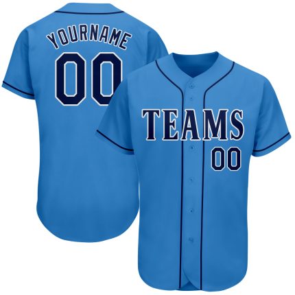 Personalized Powder Blue Navy-White Authentic Baseball Jersey Team Custom Name and Number