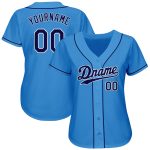 Personalized Powder Blue Navy-White Authentic Baseball Jersey