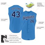 Personalized Powder Blue Navy-White Authentic Sleeveless Baseball Jersey