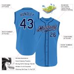 Personalized Powder Blue Navy-White Authentic Sleeveless Baseball Jersey Team Custom Name and Number