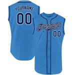 Personalized Powder Blue Navy-White Authentic Sleeveless Baseball Jersey Team Custom Name and Number