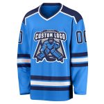 Personalized Powder Blue Navy-White Hockey Jersey Team Custom Name and Number