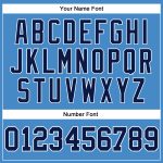 Personalized Powder Blue Navy-White Long Sleeve Performance T-Shirt Team Custom Name and Number