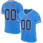 Personalized Powder Blue Navy-White Mesh Authentic Throwback Football Jersey Team Custom Name and Number