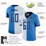 Personalized Powder Blue Navy-White Mesh Split Fashion Football Jersey Team Custom Name and Number