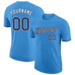 Personalized Powder Blue Navy-White Performance T-Shirt Team Custom Name and Number