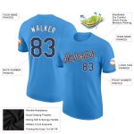 Personalized Powder Blue Navy-White Performance T-Shirt Team Custom Name and Number