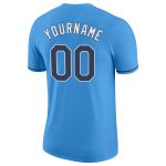 Personalized Powder Blue Navy-White Performance T-Shirt Team Custom Name and Number