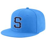 Personalized Powder Blue Navy-White Stitched Adjustable Snapback Hat Team Custom Name and Number
