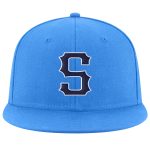 Personalized Powder Blue Navy-White Stitched Adjustable Snapback Hat Team Custom Name and Number