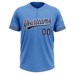 Personalized Powder Blue Navy-White Two-Button Unisex Softball Jersey Team Custom Name and Number