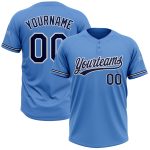 Personalized Powder Blue Navy-White Two-Button Unisex Softball Jersey Team Custom Name and Number