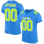 Personalized Powder Blue Neon Green-White Mesh Authentic Football Jersey Team Custom Name and Number