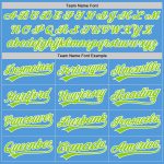 Personalized Powder Blue Neon Green-White Performance Vapor Golf Polo Shirt Team Custom Name and Number
