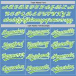 Personalized Powder Blue Neon Green-White Two-Button Unisex Softball Jersey Team Custom Name and Number