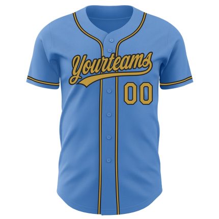 Personalized Powder Blue Old Gold-Black Authentic Baseball Jersey Team Custom Name and Number
