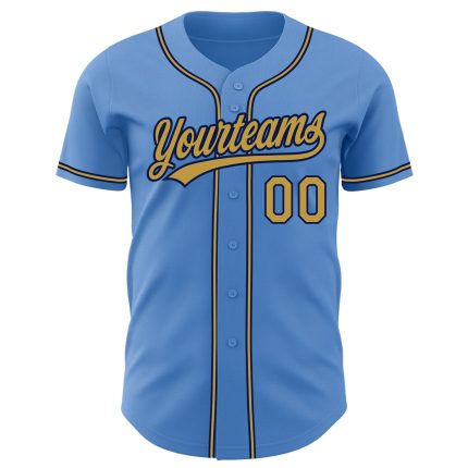 Personalized Powder Blue Old Gold-Navy Authentic Baseball Jersey Team Custom Name and Number
