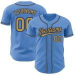 Personalized Powder Blue Old Gold-Navy Authentic Baseball Jersey Team Custom Name and Number