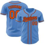 Personalized Powder Blue Orange-Black Authentic Baseball Jersey Team Custom Name and Number