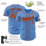 Personalized Powder Blue Orange-Black Authentic Baseball Jersey Team Custom Name and Number