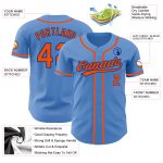 Personalized Powder Blue Orange-Royal Authentic Baseball Jersey Team Custom Name and Number