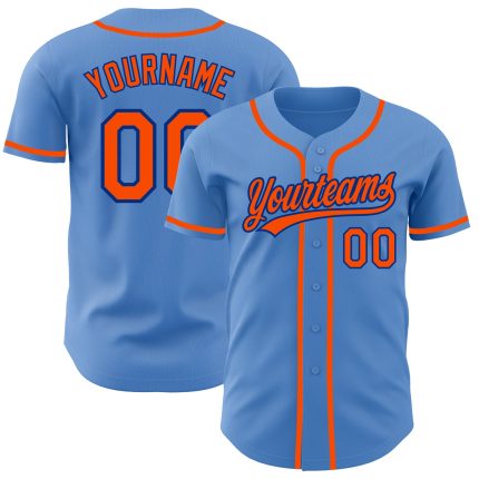 Personalized Powder Blue Orange-Royal Authentic Baseball Jersey Team Custom Name and Number