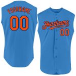 Personalized Powder Blue Orange-Royal Authentic Sleeveless Baseball Jersey Team Custom Name and Number