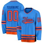 Personalized Powder Blue Orange-Royal Hockey Jersey Team Custom Name and Number