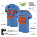 Personalized Powder Blue Orange-Royal Mesh Authentic Football Jersey