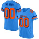 Personalized Powder Blue Orange-Royal Mesh Authentic Football Jersey Team Custom Name and Number