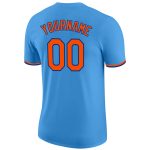 Personalized Powder Blue Orange-Royal Performance T-Shirt Team Custom Name and Number