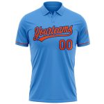 Personalized Powder Blue Orange-Royal Performance Vapor Golf Polo Shirt Team Custom Name and Number