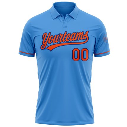 Personalized Powder Blue Orange-Royal Performance Vapor Golf Polo Shirt Team Custom Name and Number