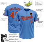 Personalized Powder Blue Orange-Royal Two-Button Unisex Softball Jersey Team Custom Name and Number