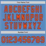 Personalized Powder Blue Orange-Royal Two-Button Unisex Softball Jersey Team Custom Name and Number