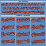 Personalized Powder Blue Orange-Royal Two-Button Unisex Softball Jersey Team Custom Name and Number