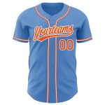 Personalized Powder Blue Orange-White Authentic Baseball Jersey