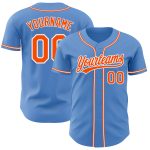 Personalized Powder Blue Orange-White Authentic Baseball Jersey
