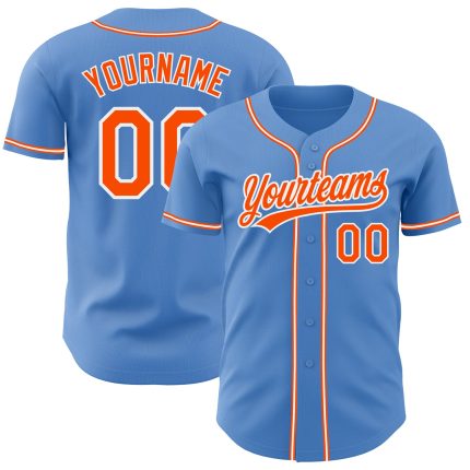 Personalized Powder Blue Orange-White Authentic Baseball Jersey