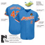 Personalized Powder Blue Orange-White Authentic Baseball Jersey Team Custom Name and Number