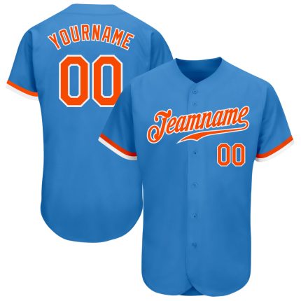 Personalized Powder Blue Orange-White Authentic Baseball Jersey Team Custom Name and Number