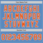 Personalized Powder Blue Orange-White Two-Button Unisex Softball Jersey Team Custom Name and Number