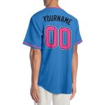 Personalized Powder Blue Pink-Black Authentic Baseball Jersey