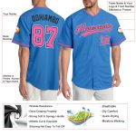 Personalized Powder Blue Pink-Black Authentic Baseball Jersey