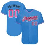 Personalized Powder Blue Pink-Black Authentic Baseball Jersey Team Custom Name and Number