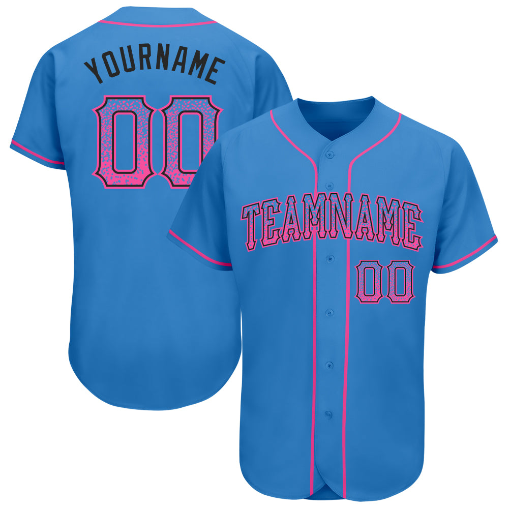 Personalized Powder Blue Pink-Black Authentic Drift Fashion Baseball Jersey Team Custom Name and Number