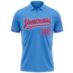 Personalized Powder Blue Pink-Black Performance Vapor Golf Polo Shirt Team Custom Name and Number
