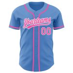 Personalized Powder Blue Pink-White Authentic Baseball Jersey